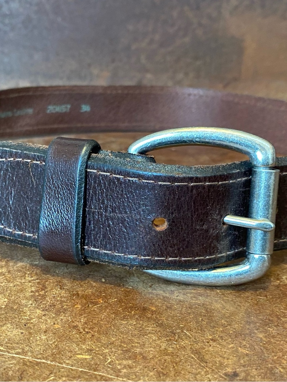 Remo Tulliani Brown Leather Belt with silver toned buckle Made in USA
